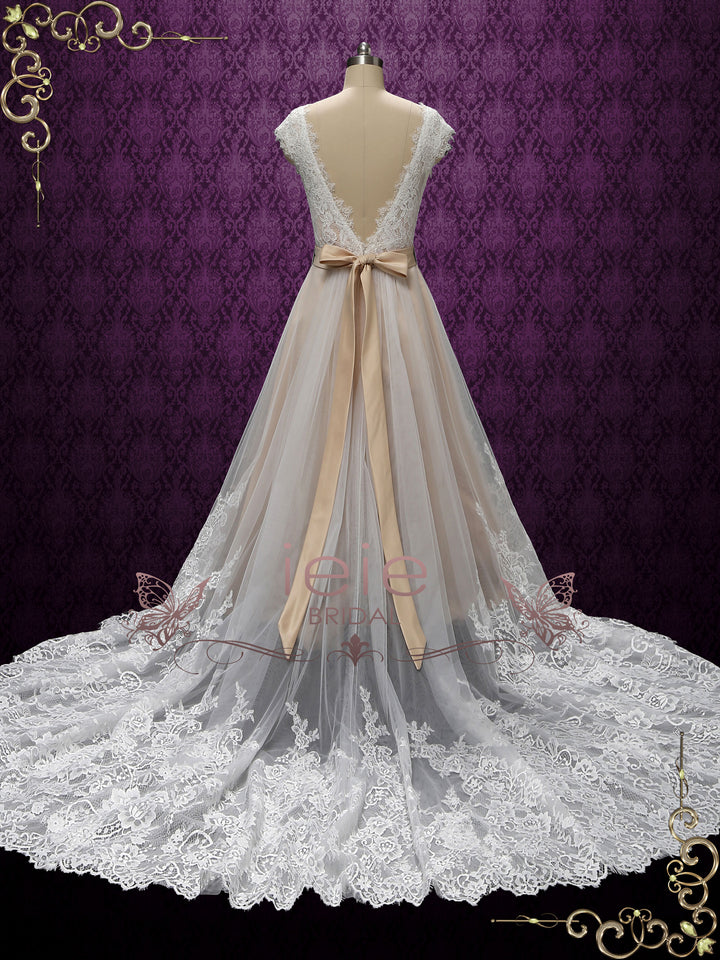 Vintage Champagne Lace Wedding Dress | ARDEN