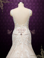 Champagne Fit and Flare Lace Wedding Dress | JULIAN
