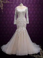 Champagne Lace Wedding Dress with Off the Shoulder Sleeves  ALVA