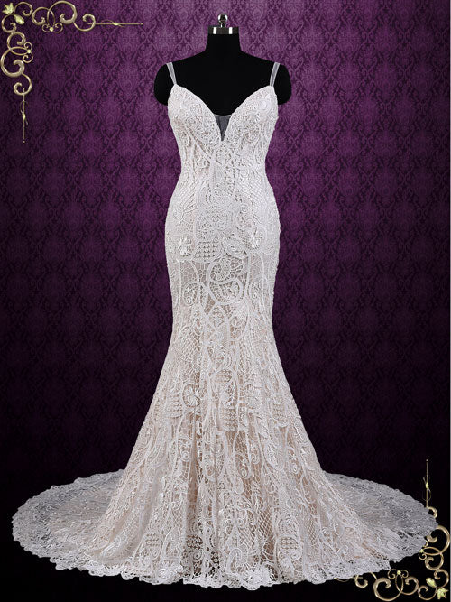 Sexy Mermaid Lace Wedding Dress with Open Back | Zoya