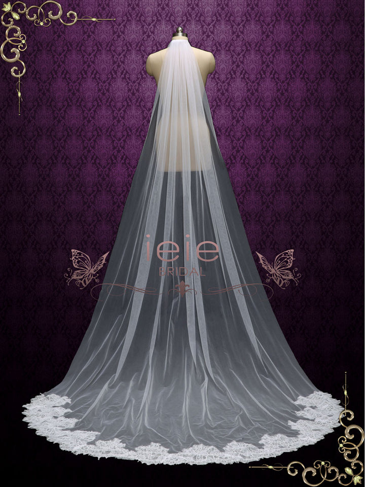 Cathedral French Chantilly Lace Wedding Veil | VG1064