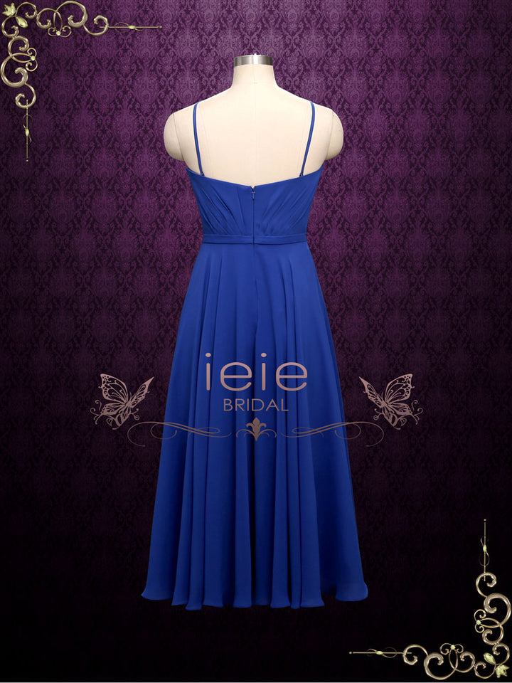 Midi Chiffon Bridesmaid Dress with Thin Straps | A4
