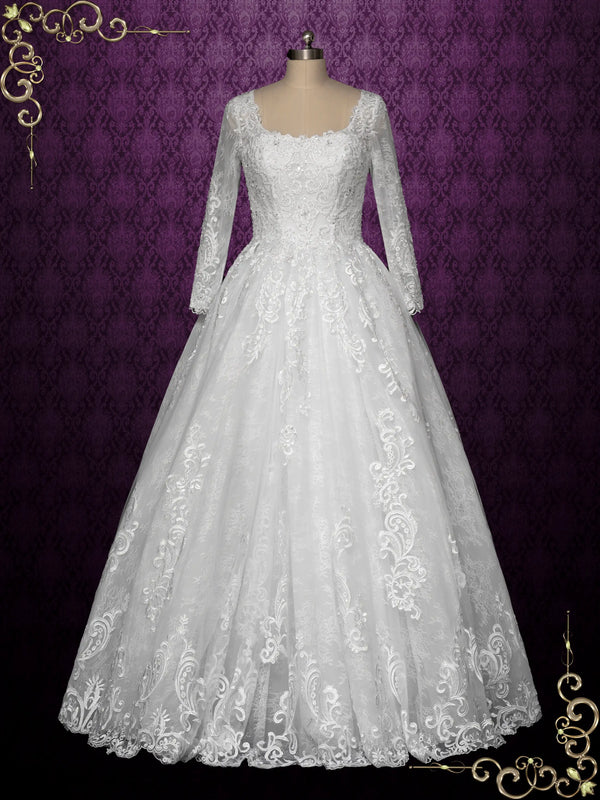 Ball Gown Lace Wedding Dress with Sleeves RIO