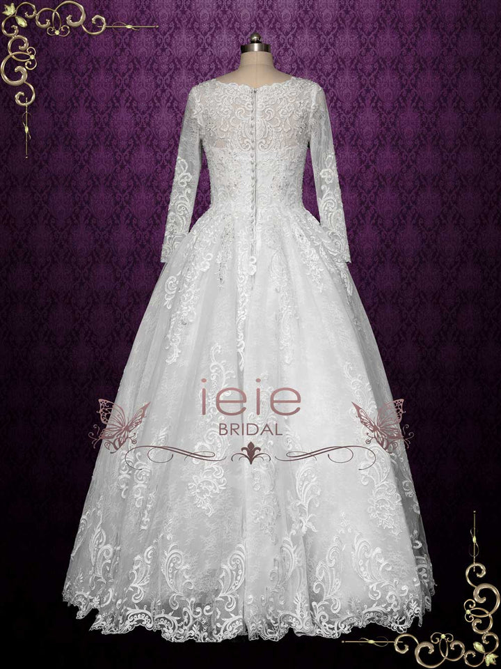 Ball Gown Lace Wedding Dress with Sleeves RIO