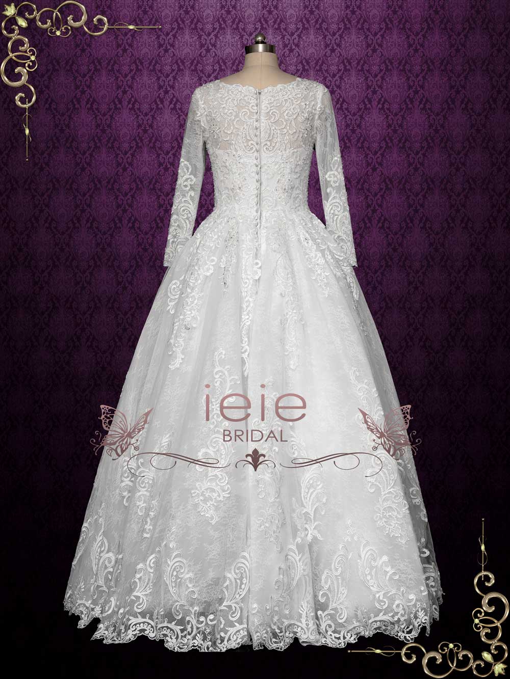 Ball Gown Lace Wedding Dress with Sleeves RIO