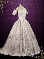 Classic Lace Ball Gown Wedding Dress with Detached Sleeves GAELLE
