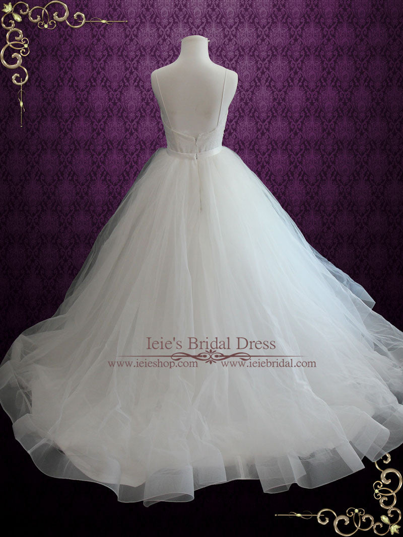 Simple 2 Piece Convertible Ball Gown Wedding Dress with Detachable Tulle Skirt | Jill