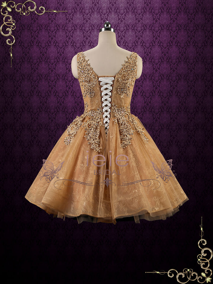 Metallic Brown Short Formal Evening Dress | Corrie