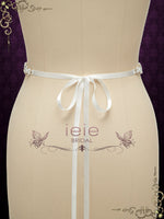 Crystal and Pearl Rhinestone Jeweled Tie On Sash BT2016
