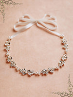 Crystal and Pearl Rhinestone Jeweled Tie On Sash BT2016