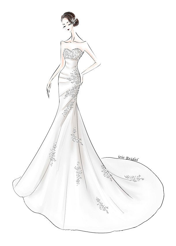 Custom Wedding Dress Sketch Front Only