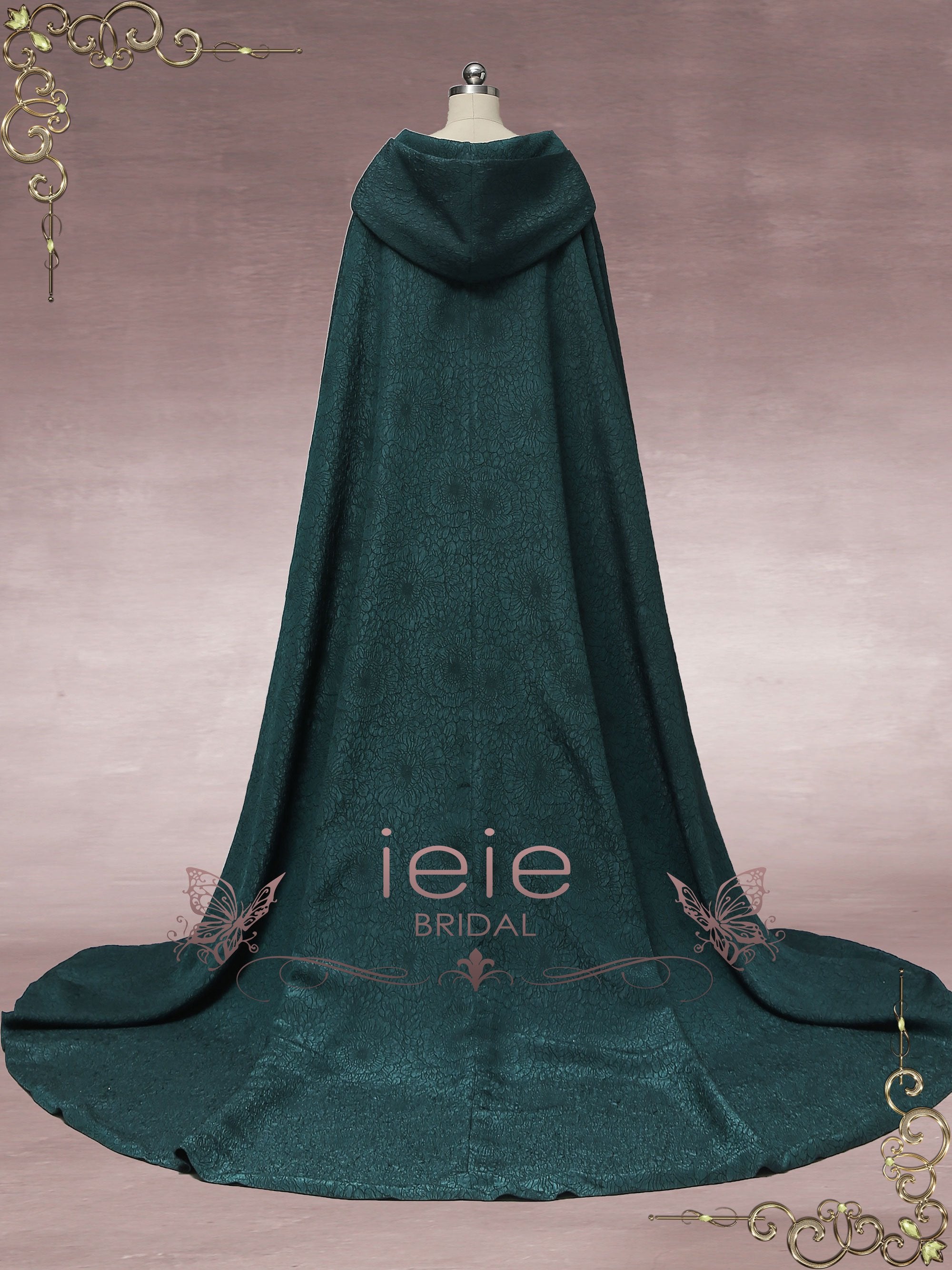 Medieval Regency Dark Green Wedding Cloak with Hood – ieie