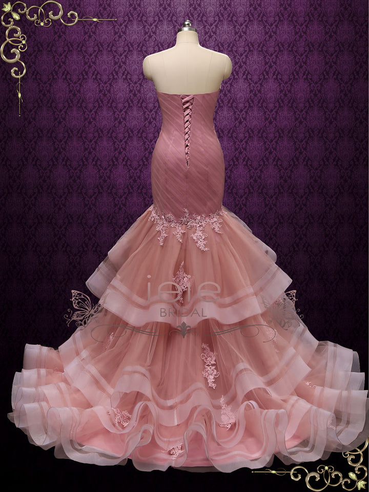 Strapless Dark Pink Mermaid Wedding Dress ROSEA ieie Strapless Dark Pink Mermaid Wedding Dress ROSEA ieie