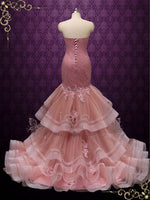 Strapless Dark Pink Mermaid Wedding Dress ROSEA