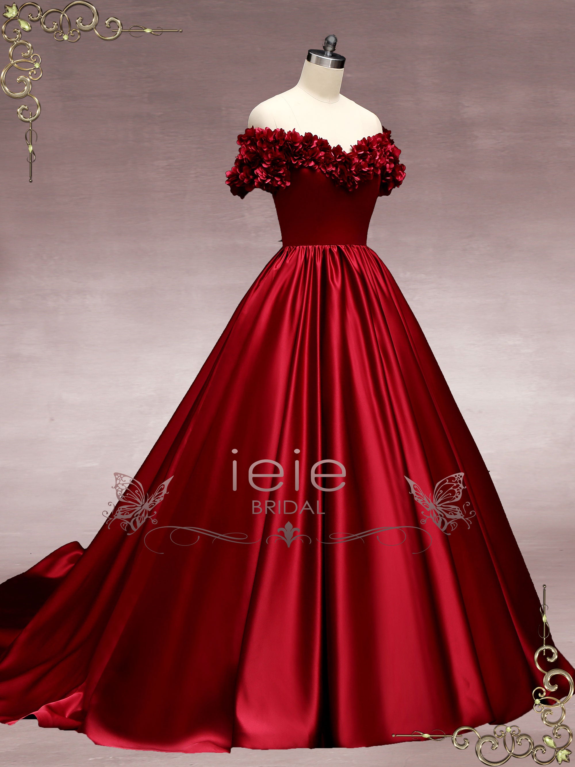 G340, Luxury Red Short Front Long Back Trail Ball Gown, Size (All)PP –  Style Icon www.dressrent.in