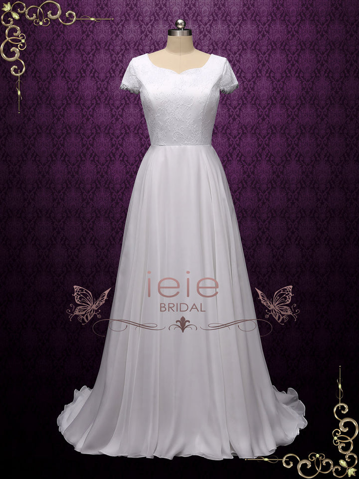 Vintage Style Lace Chiffon Wedding Dress
