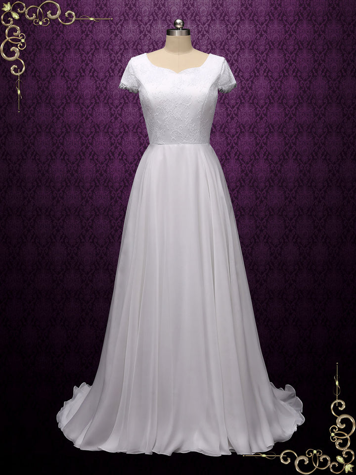 Vintage Style Lace Chiffon Wedding Dress