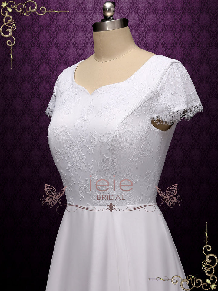 Vintage Style Lace Chiffon Wedding Dress