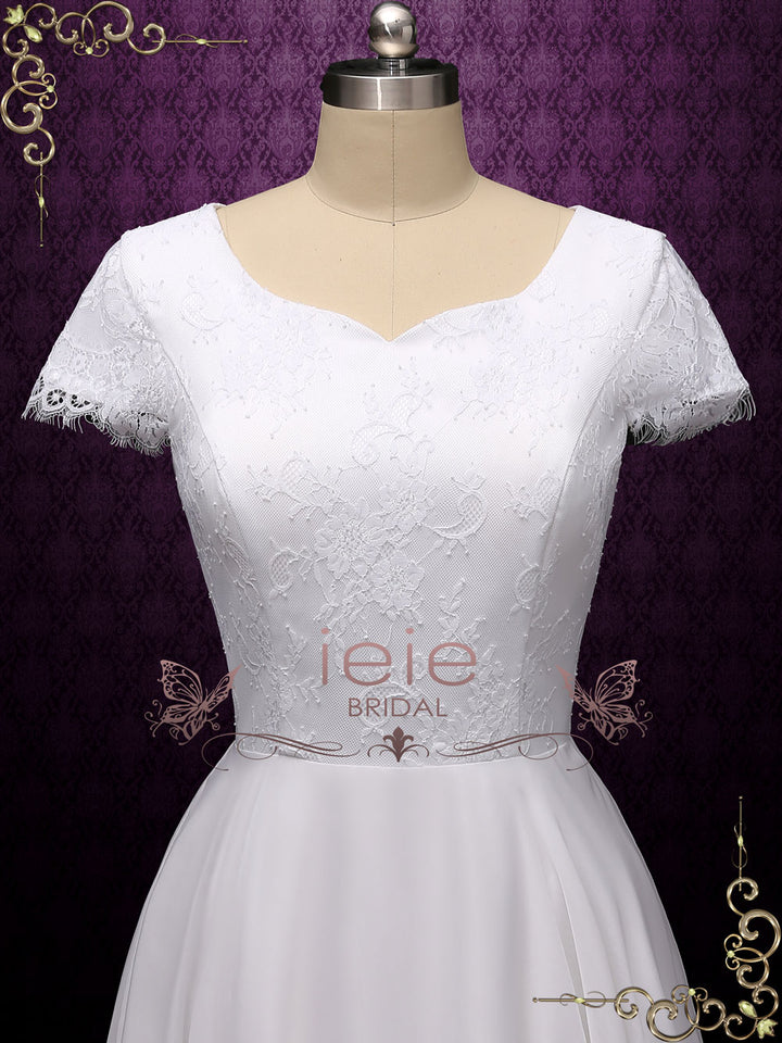 Vintage Style Lace Chiffon Wedding Dress