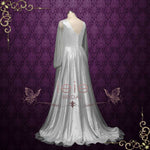Soft Gray Pearl Adorned Wedding Dress | MARTINA