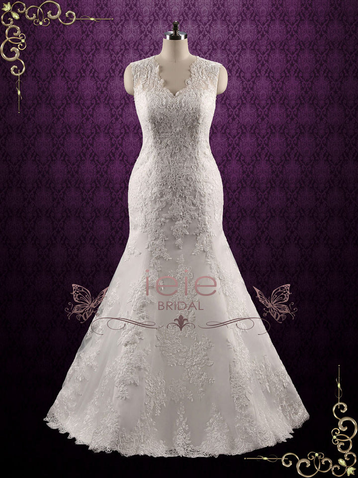 Elegant Lace Fit and Flare Wedding Dress | Joanna Size 24W / Other Elegant Lace Fit and Flare Wedding Dress | Joanna Size 24W / Other