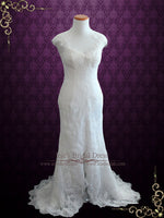 Elegant Keyhole Back French Lace Wedding Dress with Silk Lining ELIRA