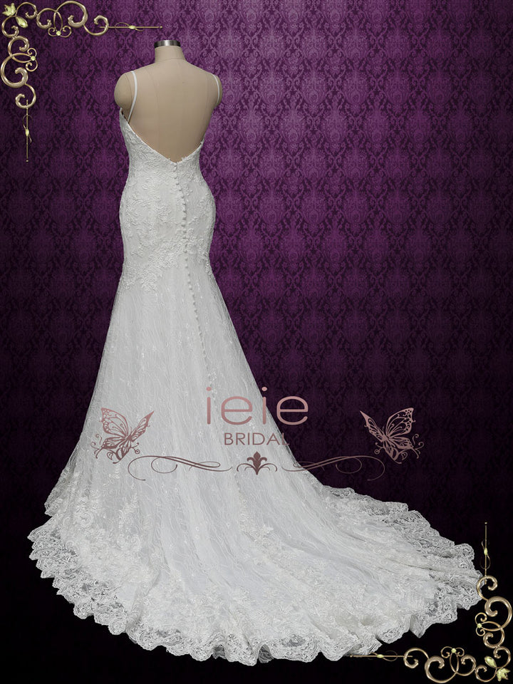Vintage Lace Wedding Dress with Open Back BRITNEE