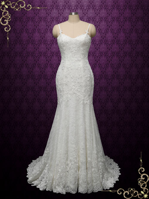 Vintage Lace Wedding Dress with Open Back BRITNEE