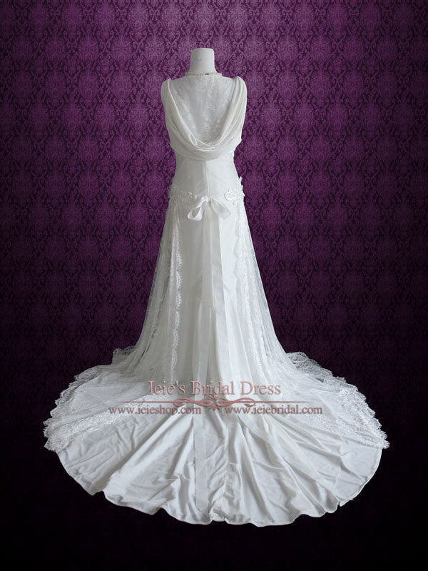 UNOSA white velvet trimmed long sleeve elegant lace dress -devoré – GOOD  GIRL REBEL
