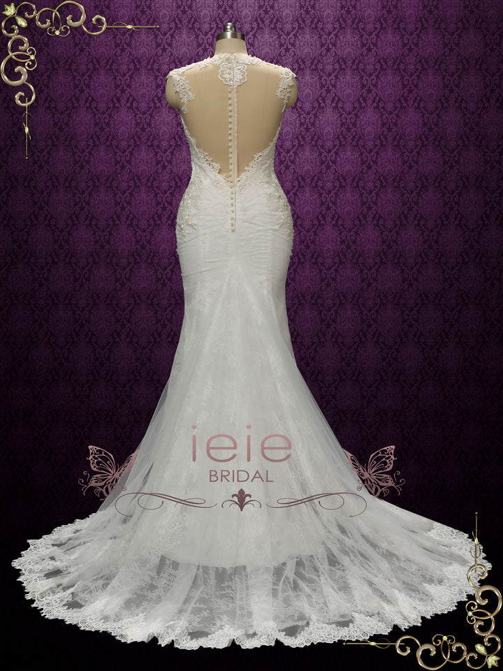 Luxurious Vintage Style Fitted Lace Wedding Dress ENICE