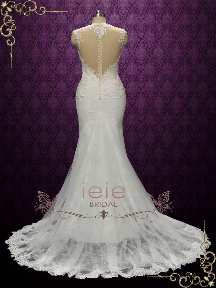 Luxurious Vintage Style Fitted Lace Wedding Dress ENICE Size 10 / Ivory Luxurious Vintage Style Fitted Lace Wedding Dress ENICE Size 10 / Ivory