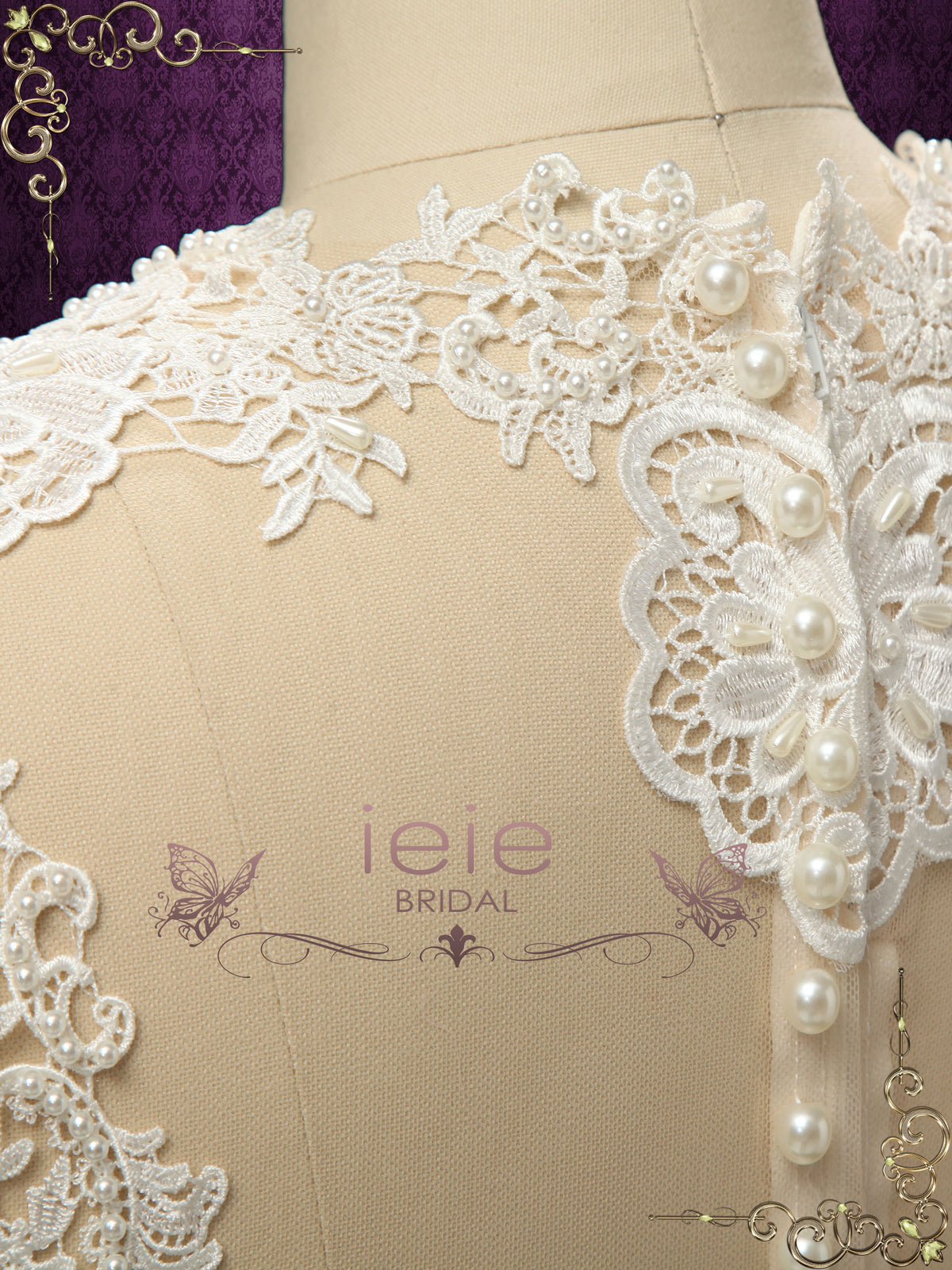 Luxurious Vintage Style Fitted Lace Wedding Dress ENICE