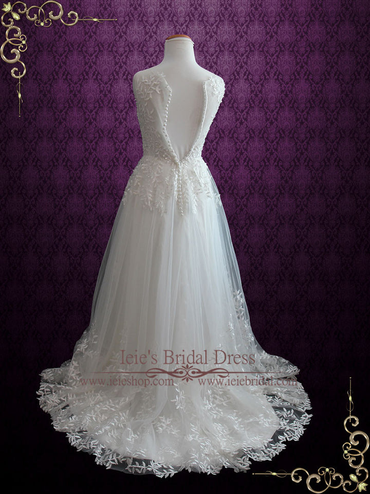 Fairytale Lace Wedding Dress with Illusion Neckline | Iris