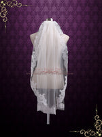 One Layer Fingertip Eye Lash Lace Wedding Veil  VG1047