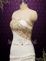 Moulin Rouge Inspired Ivory Wedding Dress with Gold Embroideries CAMBRIE