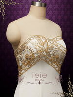 Moulin Rouge Inspired Ivory Wedding Dress with Gold Embroideries CAMBRIE