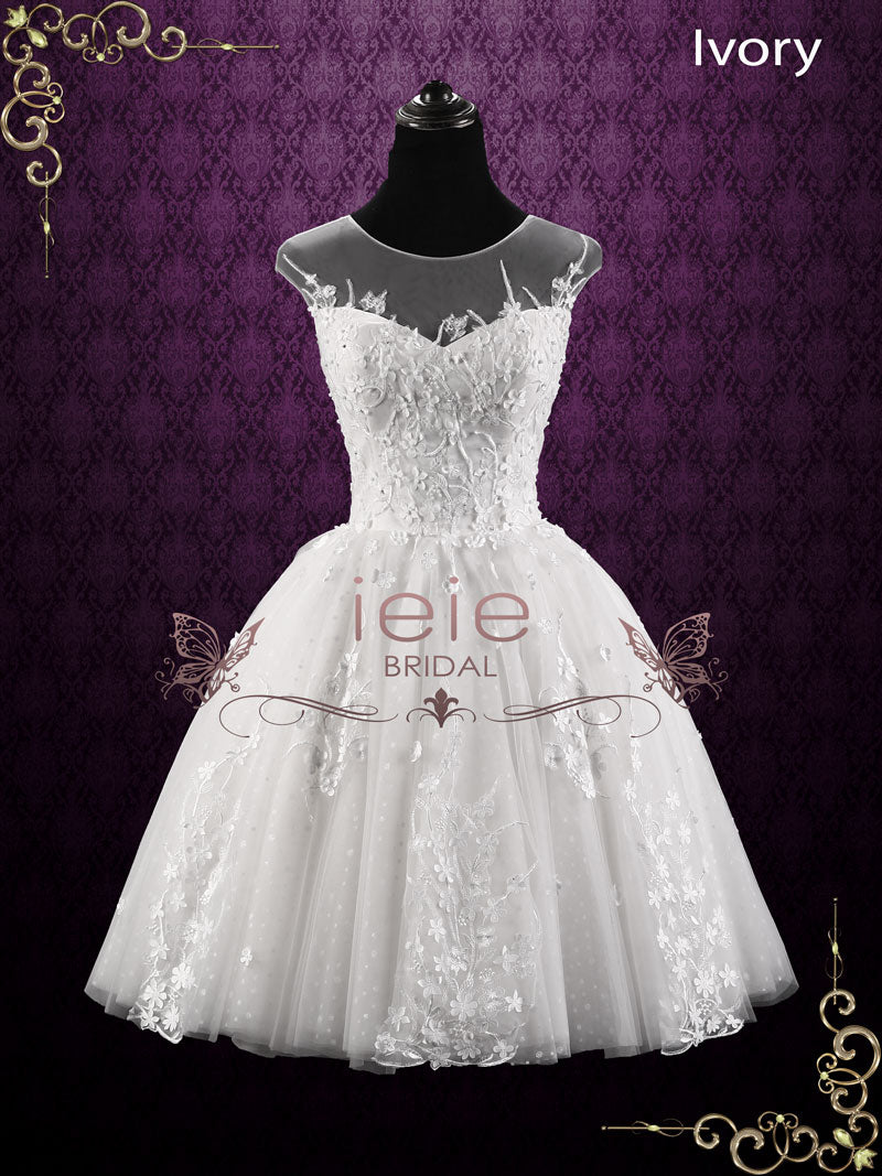 Vintage Floral Lace Short Wedding Dress MAY – ieie
