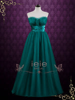 Green Strapless Long Tulle Formal Dress | Agale