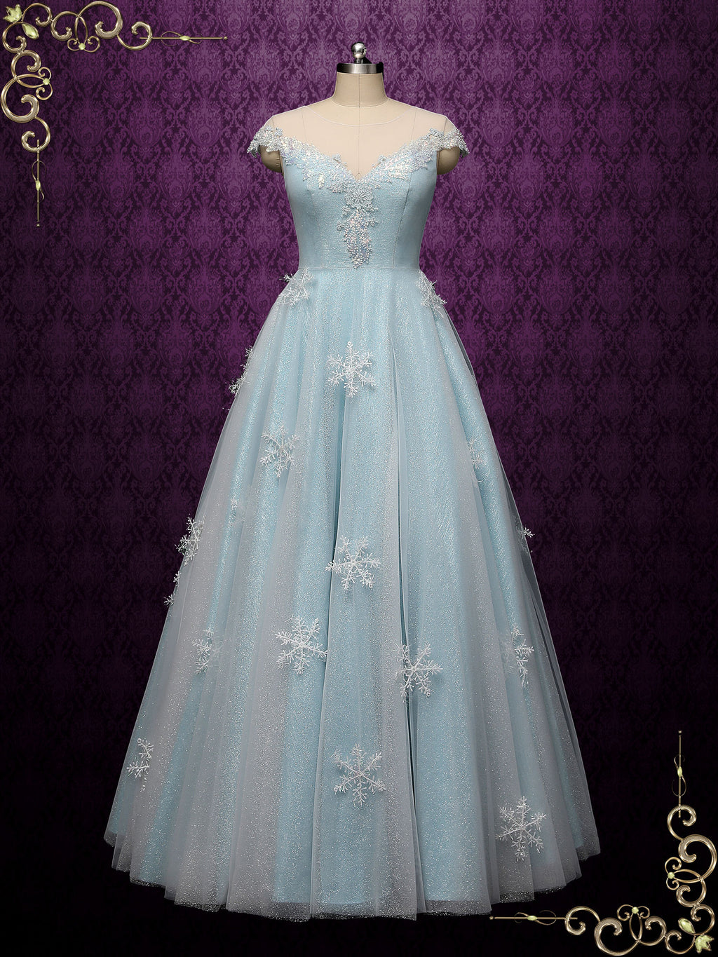 Ice Blue Frozen Wedding Dress SNOW Custom Size / Blue