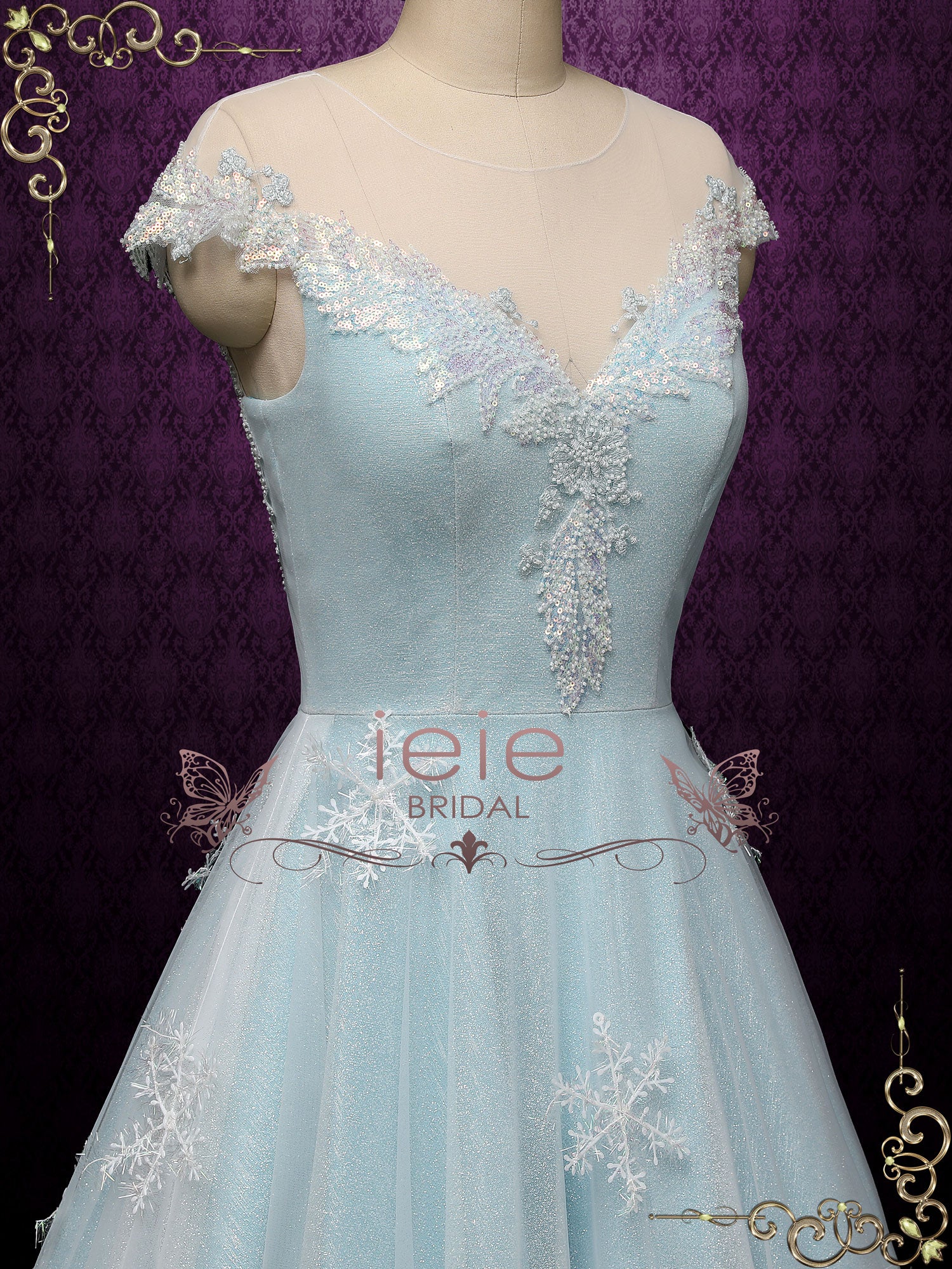 Ice Blue Frozen Wedding Dress SNOW ieie