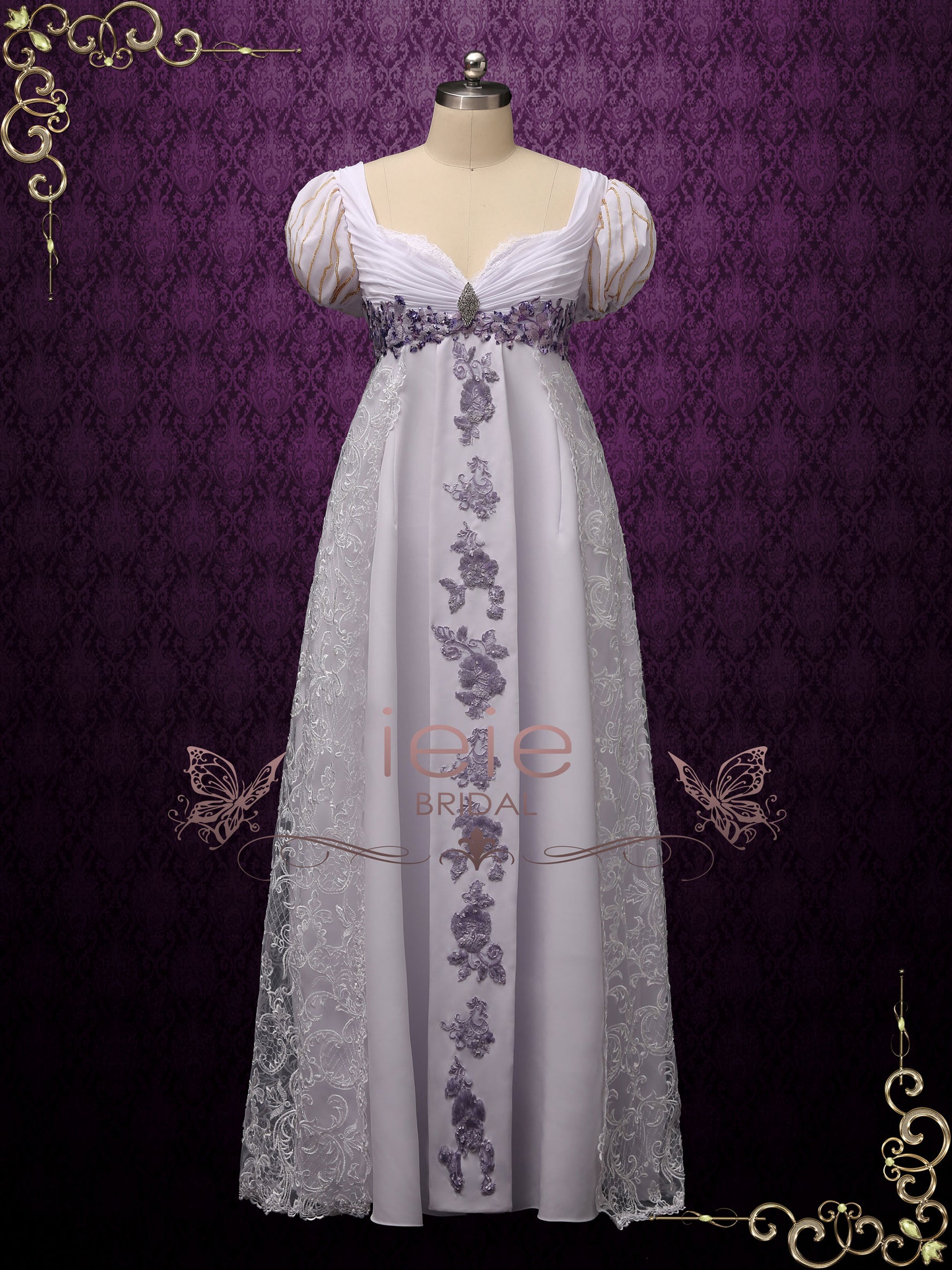 Haunted Mansion Inspired Wedding Dress with Princess Puff Sleeves ANGI