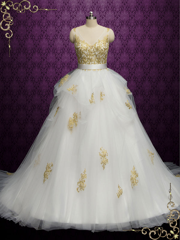 Gold Lace Ball Gown Wedding Dress ALOYA