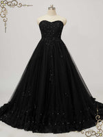 Strapless Black Lace Ball Gown Wedding Dress CLARINDA
