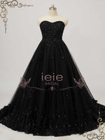 Strapless Black Lace Ball Gown Wedding Dress CLARINDA