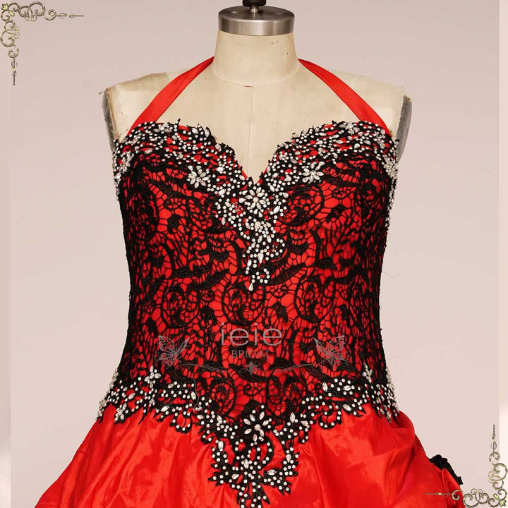 Gothic Fantasy Red High Low Wedding Dress | ADARA