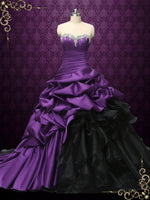 Gothic Purple and Black Strapless Wedding Dress CONSTANCE Size 10 / Custom Color Gothic Purple and Black Strapless Wedding Dress CONSTANCE Size 10 / Custom Color