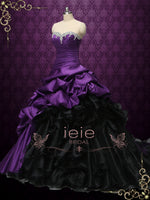 Gothic Purple and Black Strapless Wedding Dress CONSTANCE Size 10 / Custom Color Gothic Purple and Black Strapless Wedding Dress CONSTANCE Size 10 / Custom Color