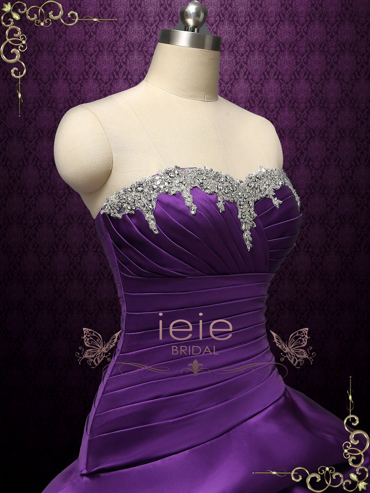 Gothic Purple and Black Strapless Wedding Dress CONSTANCE Size 10 / Custom Color Gothic Purple and Black Strapless Wedding Dress CONSTANCE Size 10 / Custom Color