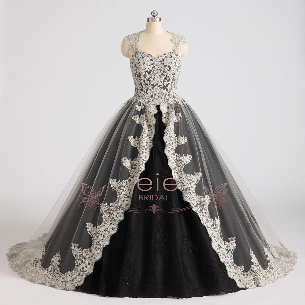 Gothic Gray Black Ball Gown Wedding Dress OCTOBER
