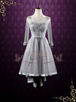 Plus Size Gray Lace High Low Formal Evening Dress ANNISA